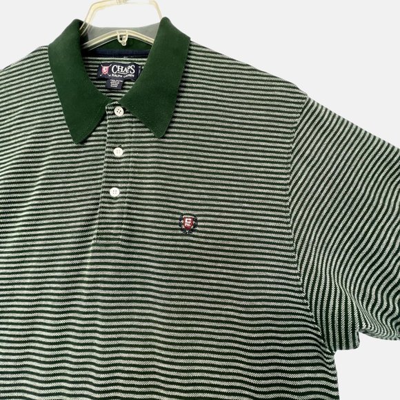 Vintage Chaps Ralph Lauren Golf Polo Shirt Short Sleeve Green Stripe Mens Large - Picture 3 of 8